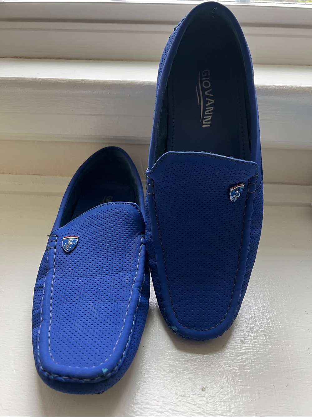 Giovanni Men's Blue Slip-On Driving Loafers